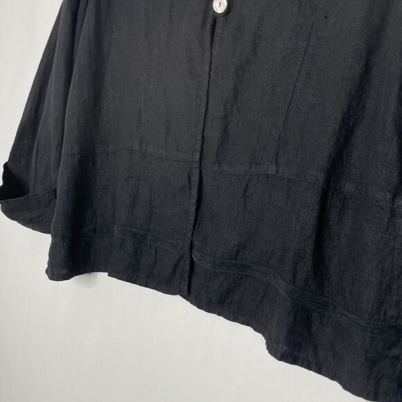 VTG Willow 100% Linen Black Button Top Cardigan Size M Lagenlook Artsy Grunge - Picture 5 of 7